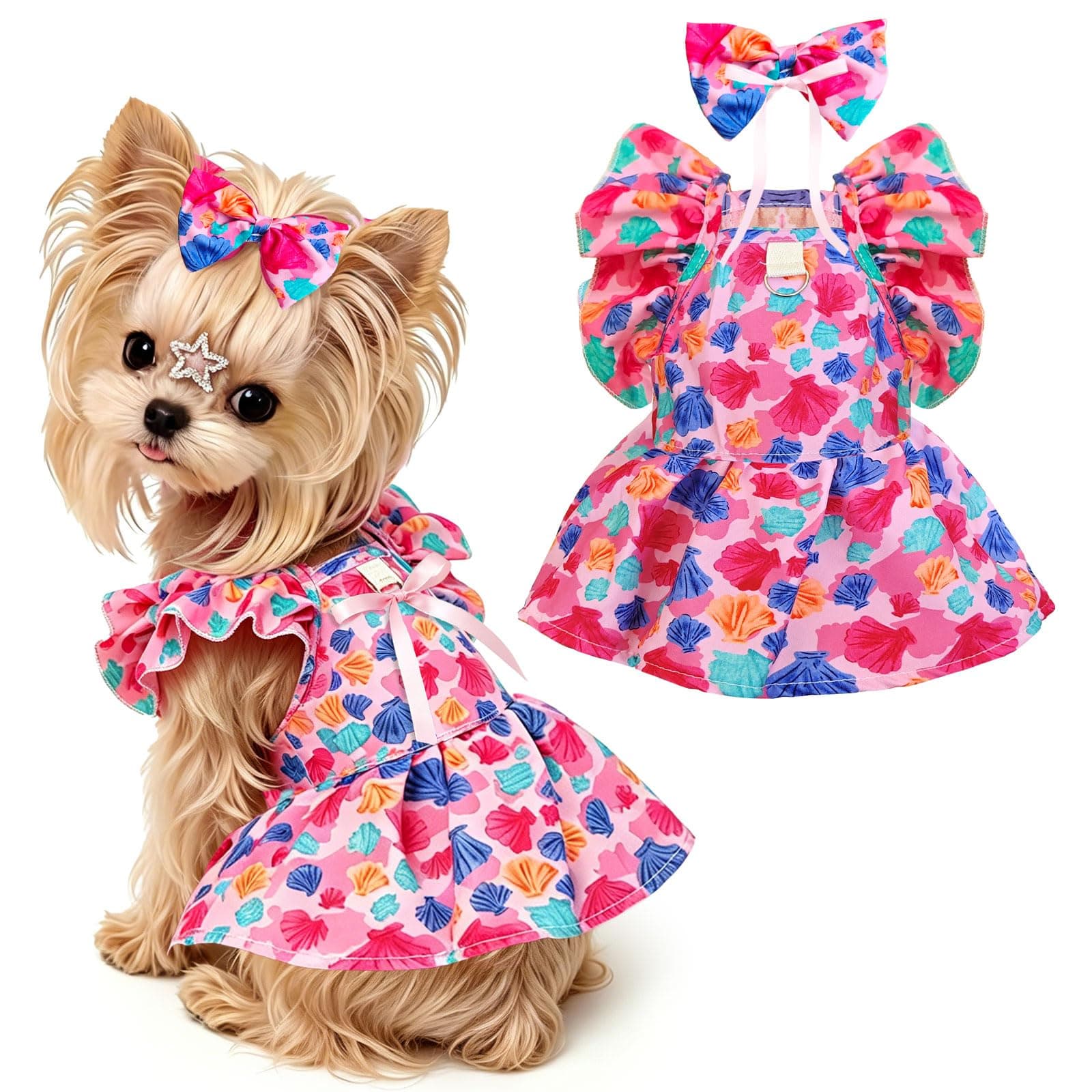 Floral Dog Harness Dress Outfit