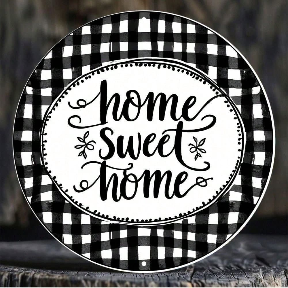 Black White Checkered Home Sweet Wreath