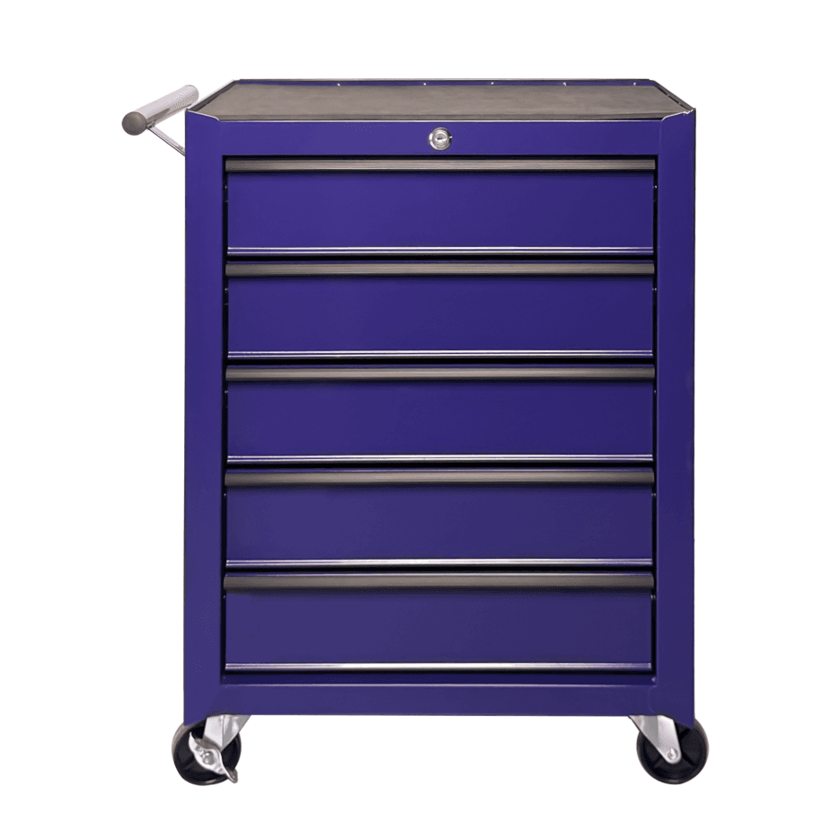 Rolling Metal Tool Chest With 5 Drawers, 20inch 5-Drawer Tool Chest Cabinet With Ball Bearing Drawer Slides, Steel Tool Storage Box Organizer -PURPLE