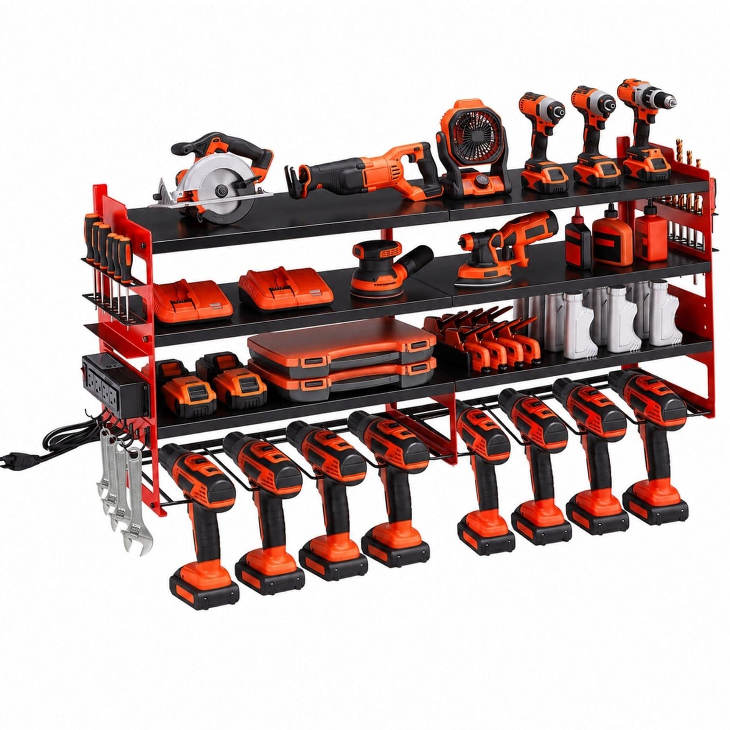 Wall-Mounted Tool Charging Rack