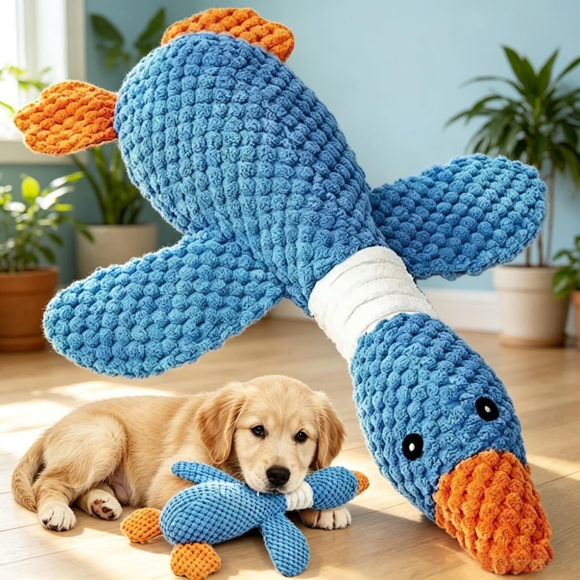 Crinkle Squeaky Duck Puppy Chew Toy