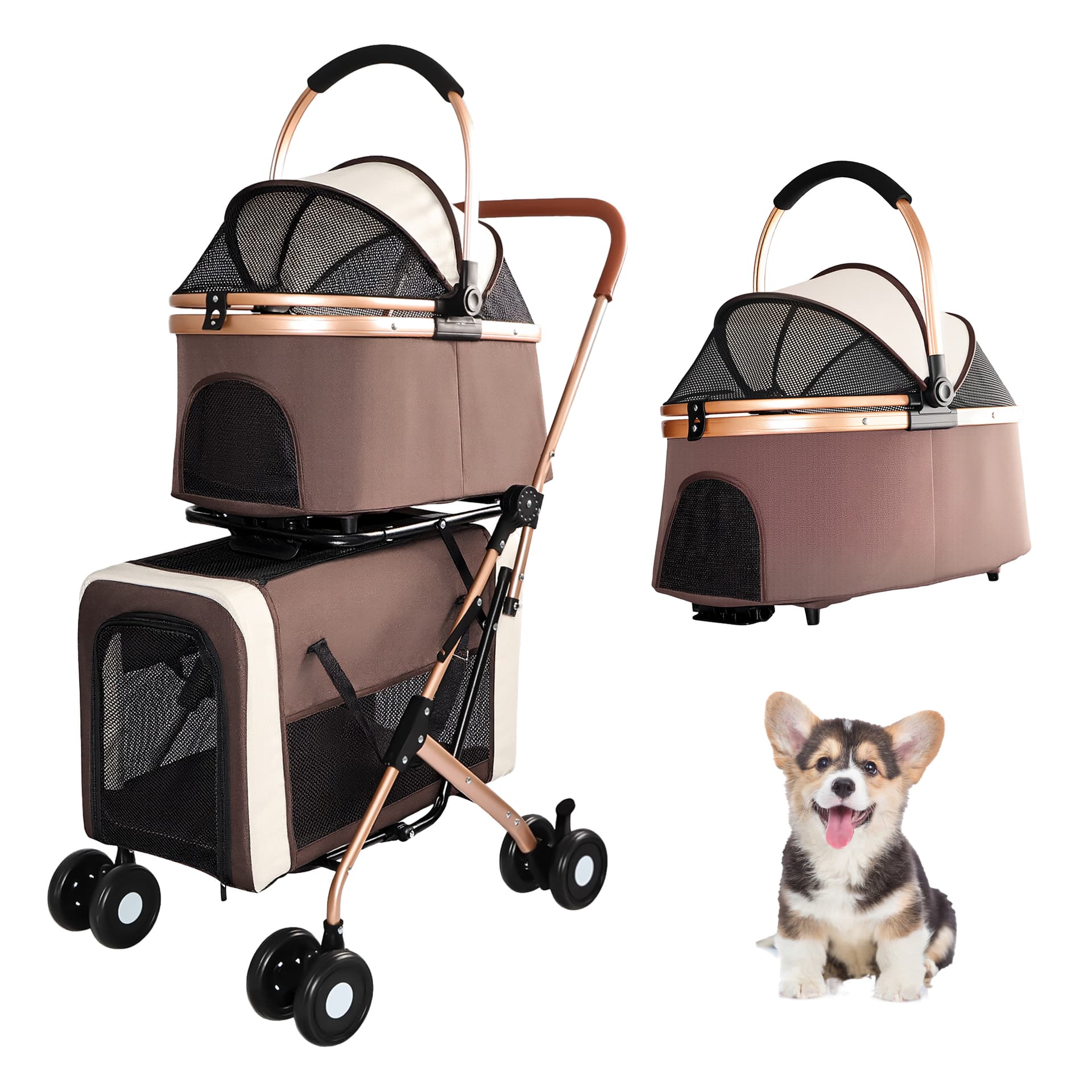 Double Pet Stroller Carrier Combo