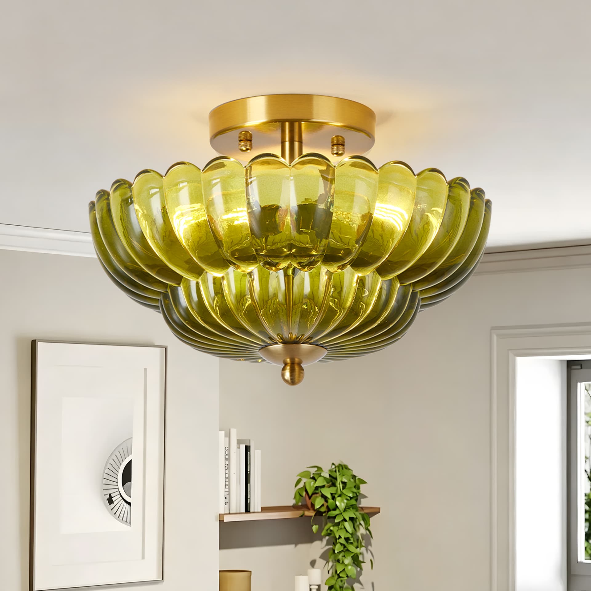 Vintage Flower Glass Ceiling Light