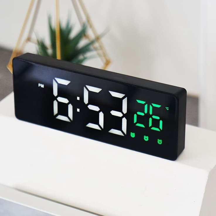 LED Mirror Clock With Alarm Trio