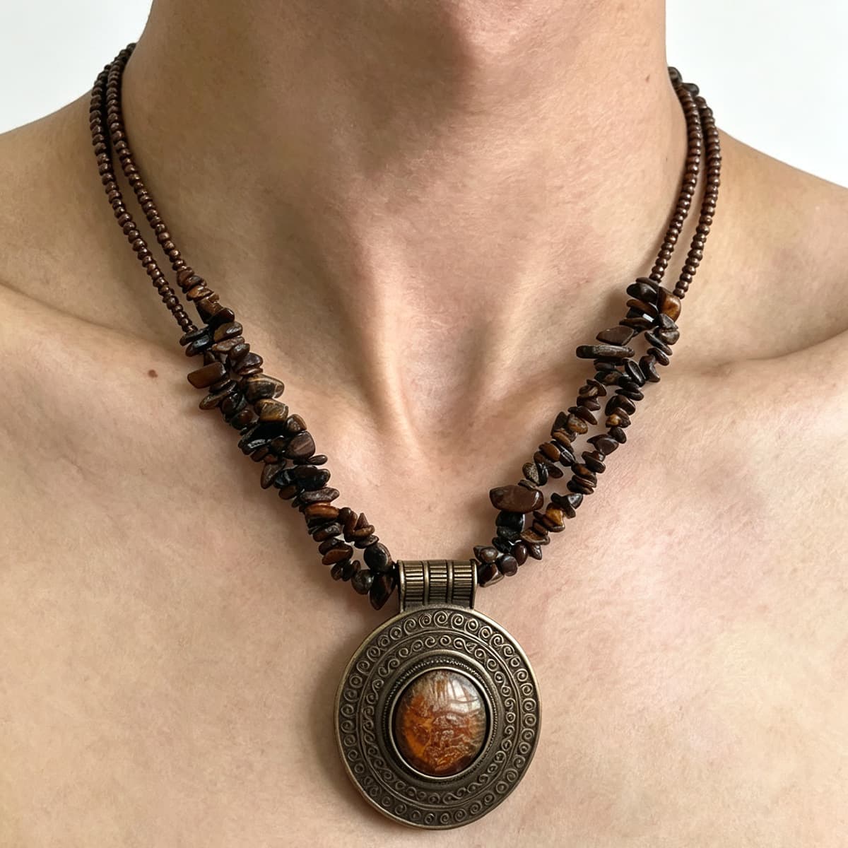 Tiger Eye Stone Sweater Chain